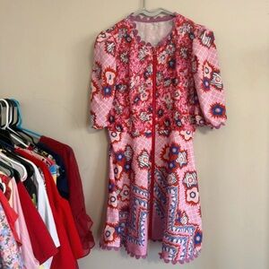 Floral Pink and Red Womens Dress Medium